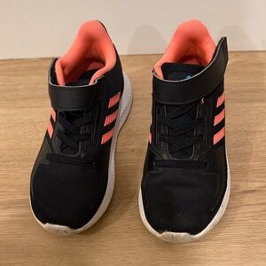 Adidas Kids Black and Coral Sneakers